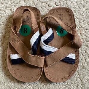 Polo by Ralph Lauren Kids Brown Sandals with Navy and White Straps